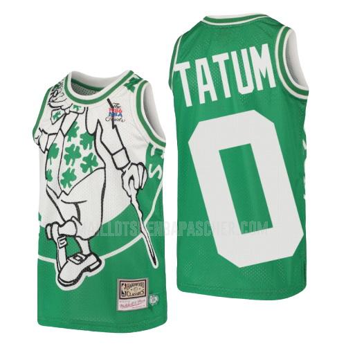 maillot nba enfant de boston celtics jayson tatum 0 vert hardwood classics big face