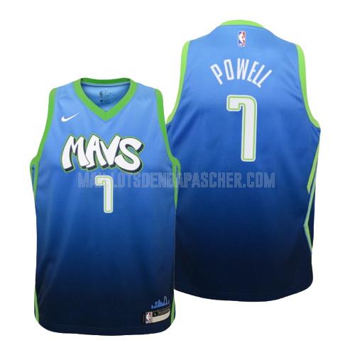 maillot nba enfant de dallas mavericks dwight powell 7 bleu city edition 2019-20