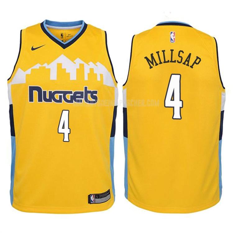 maillot nba enfant de denver nuggets paul millsap 4 jaune statement 2017-18