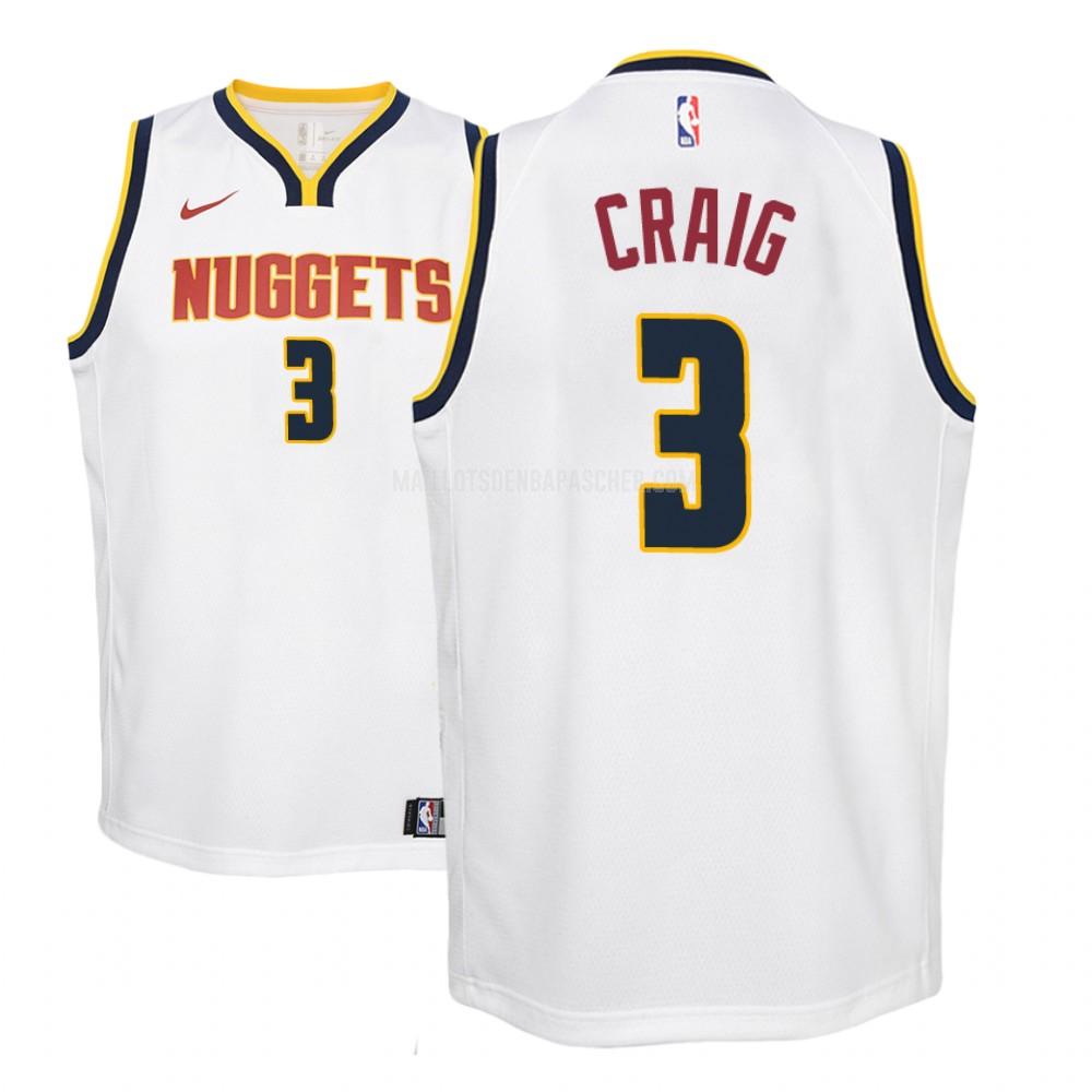 maillot nba enfant de denver nuggets torrey craig 3 blanc association