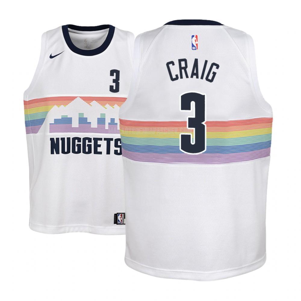 maillot nba enfant de denver nuggets torrey craig 3 blanc city edition