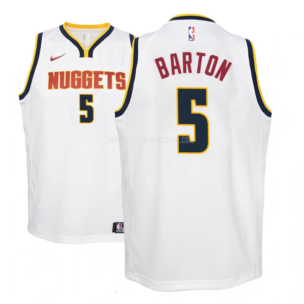 maillot nba enfant de denver nuggets wil barton 5 blanc association