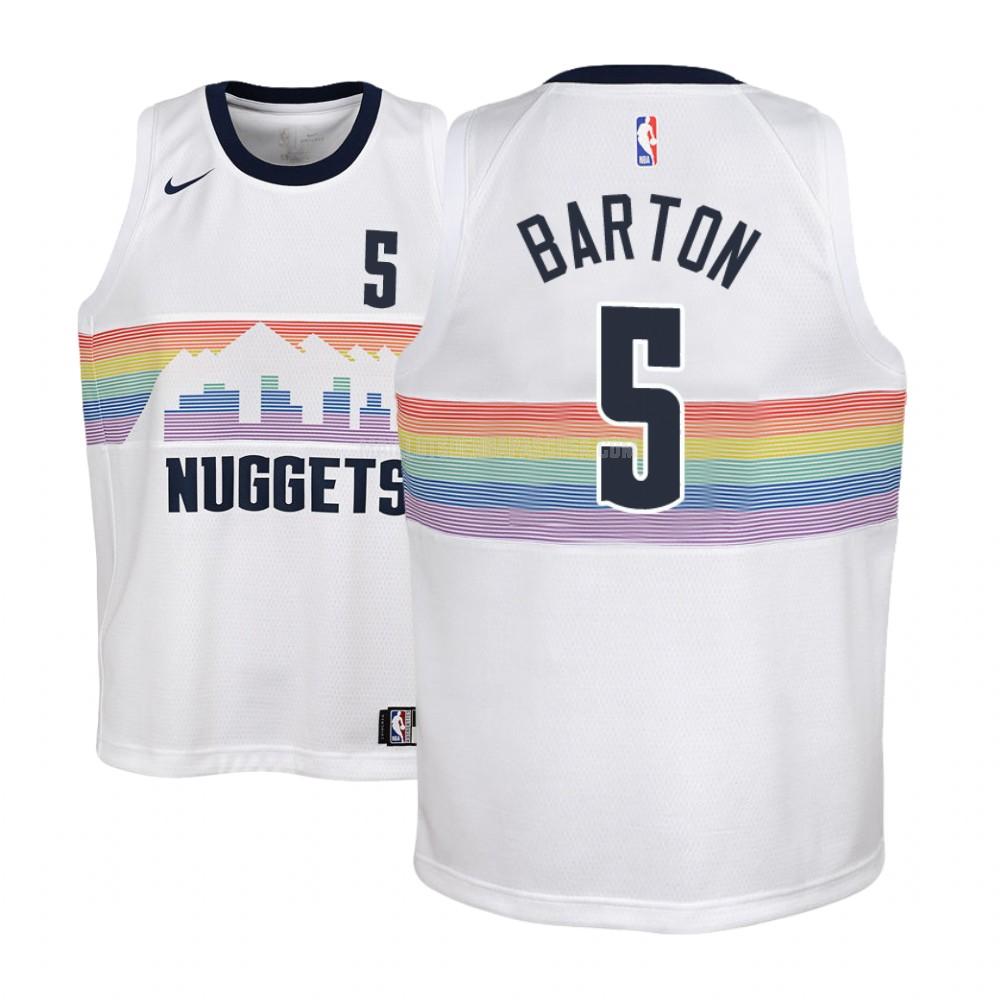 maillot nba enfant de denver nuggets wil barton 5 blanc city edition