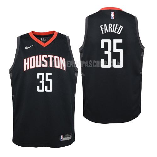 maillot nba enfant de houston rockets kenneth faried 35 noir statement 2018-19