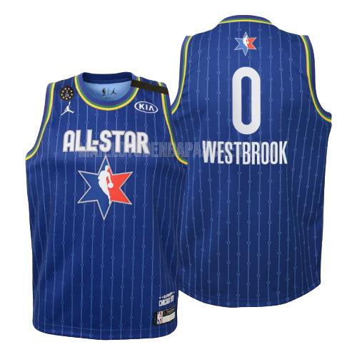 maillot nba enfant de houston rockets russell westbrook 0 bleu nba all-star 2020