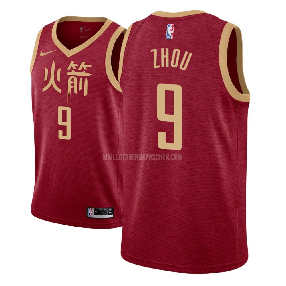 maillot nba enfant de houston rockets zhou qi 9 rouge city edition