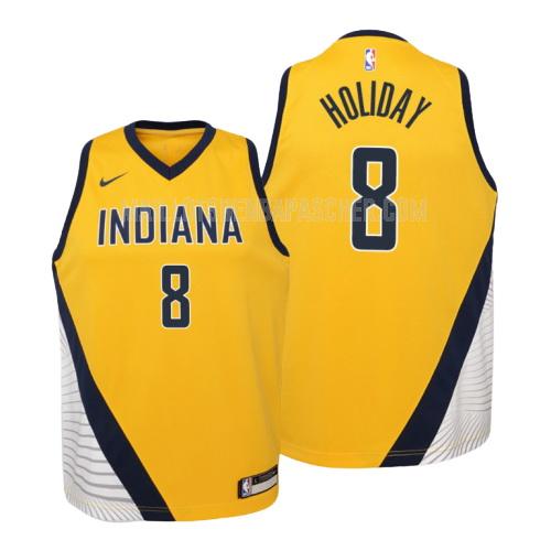 maillot nba enfant de indiana pacers justin holiday 8 jaune statement