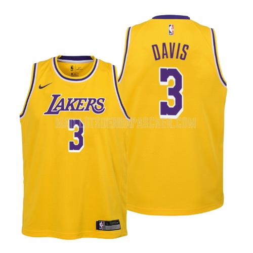 maillot nba enfant de los angeles lakers anthony davis 3 jaune icon