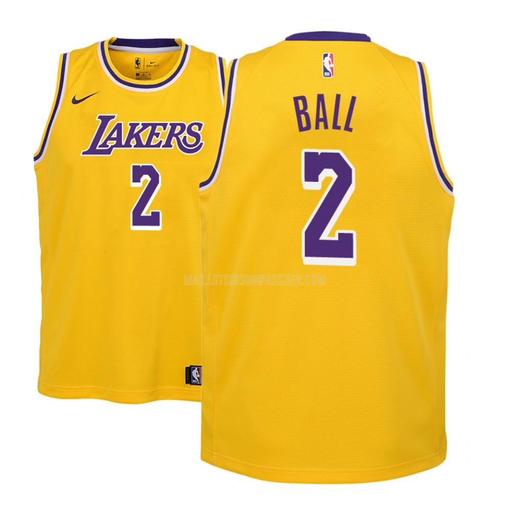 maillot nba enfant de los angeles lakers lonzo ball 2 jaune icon