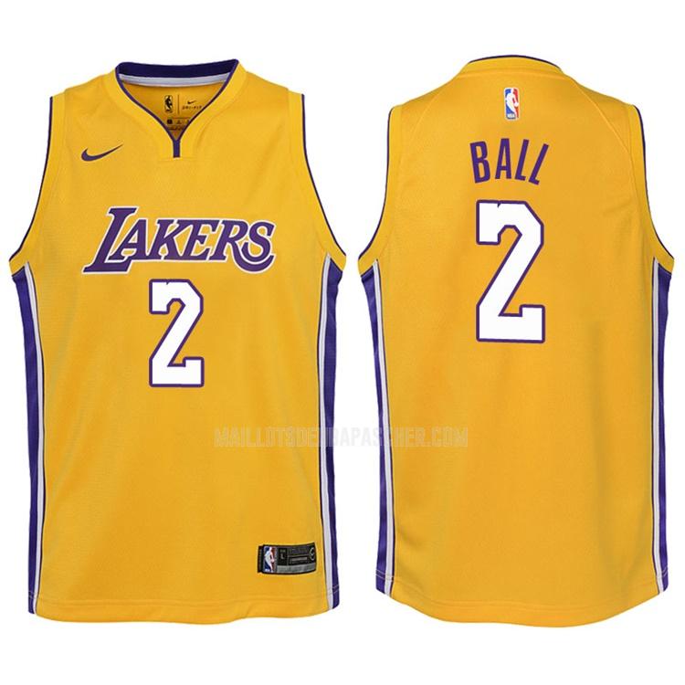 maillot nba enfant de los angeles lakers lonzo ball 2 jaune icon 2017-18