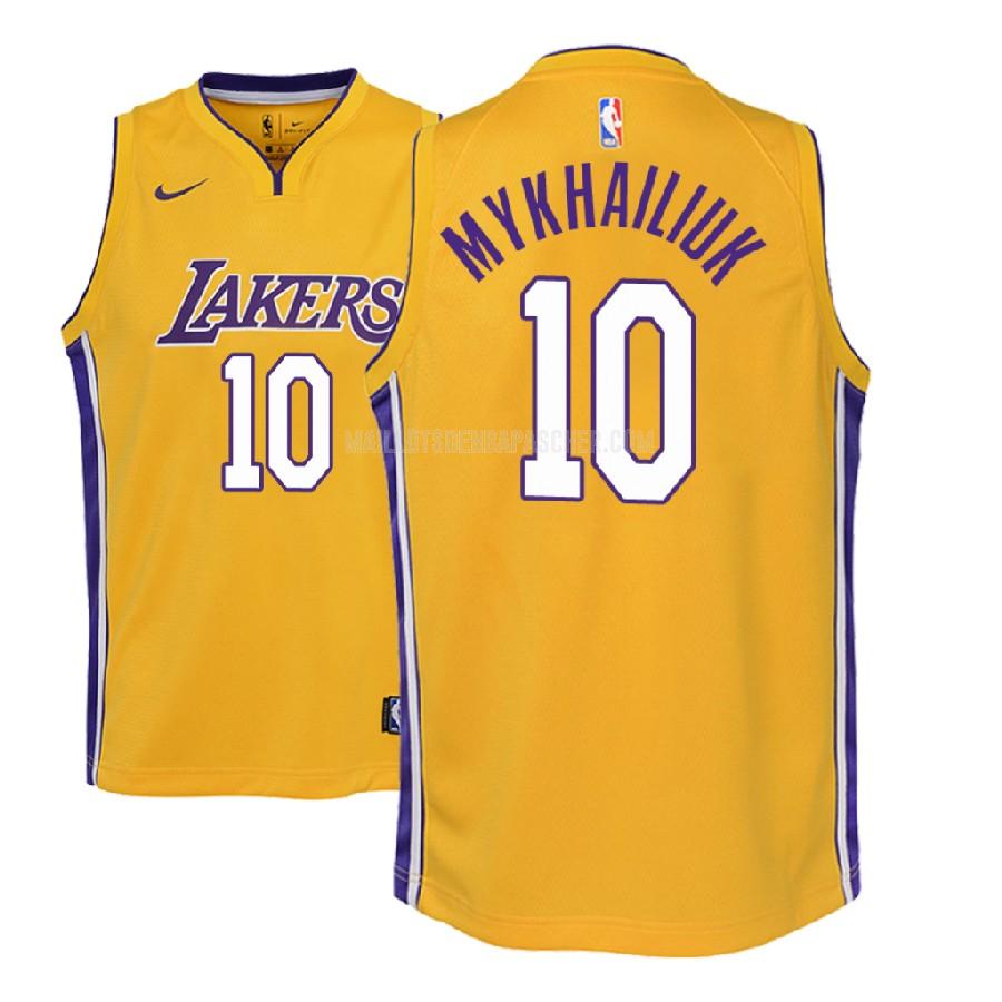 maillot nba enfant de los angeles lakers sviatoslav mykhailiuk 10 jaune icon 2018-19