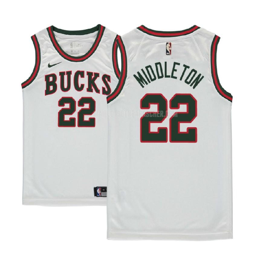 maillot nba enfant de milwaukee bucks khris middleton 22 blanc classique edition 2017-18