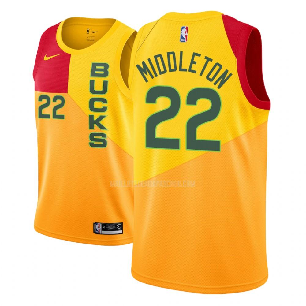 maillot nba enfant de milwaukee bucks khris middleton 22 jaune city edition