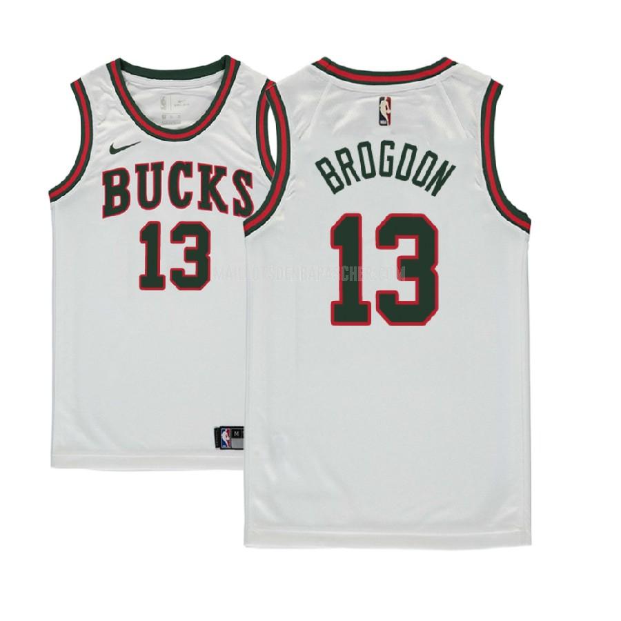 maillot nba enfant de milwaukee bucks malcolm brogdon 13 blanc classique edition 2017-18