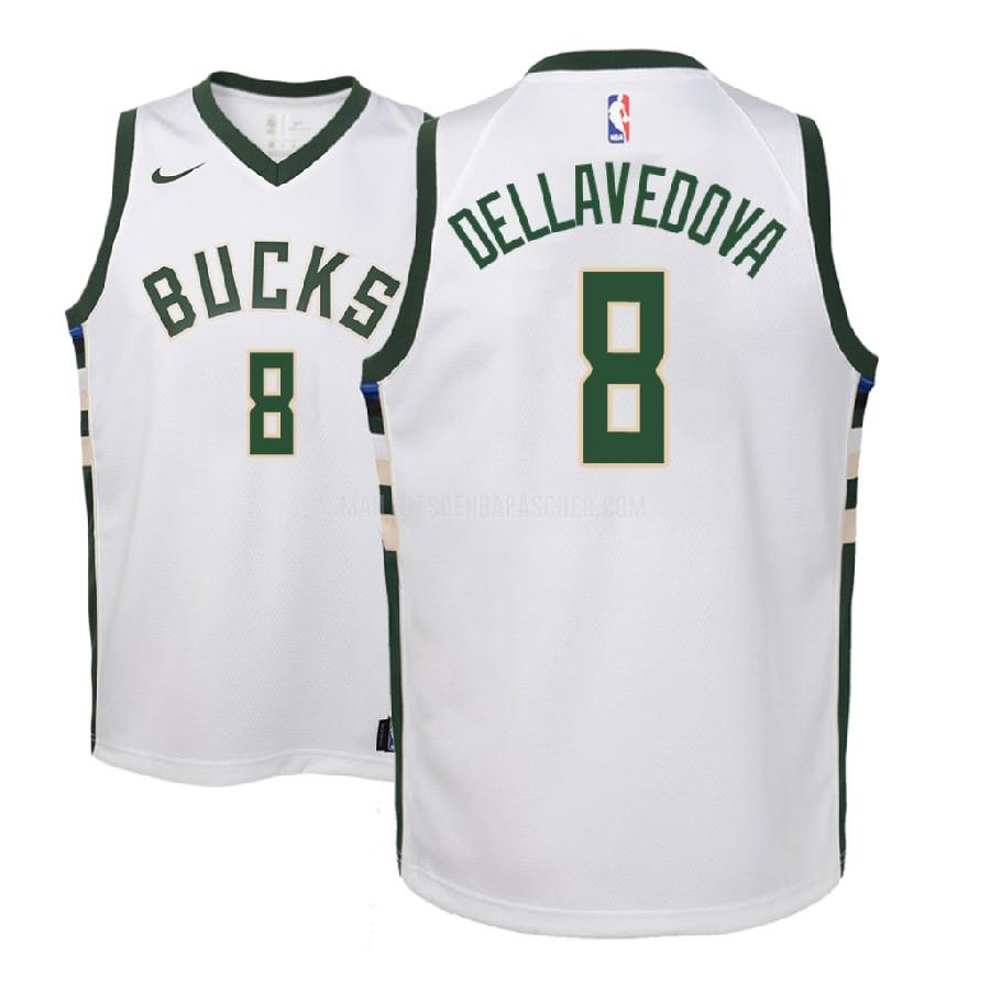 maillot nba enfant de milwaukee bucks matthew dellavedova 8 blanc association 2017-18