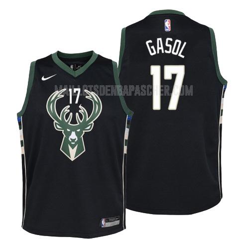 maillot nba enfant de milwaukee bucks pau gasol 17 noir statement 2018-19