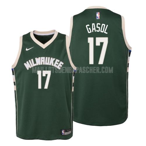 maillot nba enfant de milwaukee bucks pau gasol 17 vert icon 2018-19