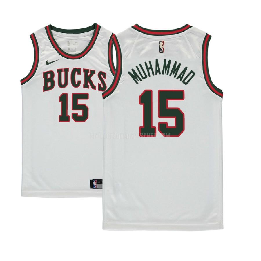 maillot nba enfant de milwaukee bucks shabazz muhammad 15 blanc classique edition 2017-18