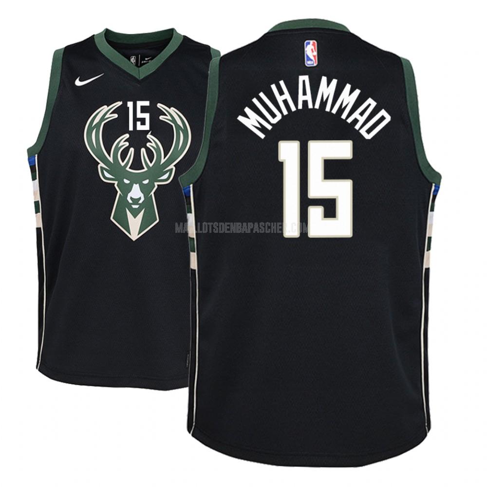 maillot nba enfant de milwaukee bucks shabazz muhammad 15 noir statement 2018-19