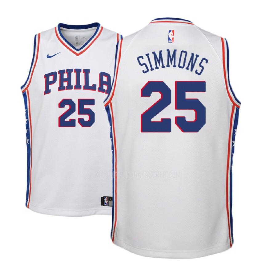 maillot nba enfant de philadelphia 76ers ben simmons 25 blanc association 2017-18