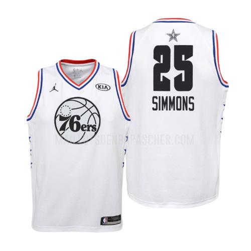 maillot nba enfant de philadelphia 76ers ben simmons 25 blanc nba all-star 2019