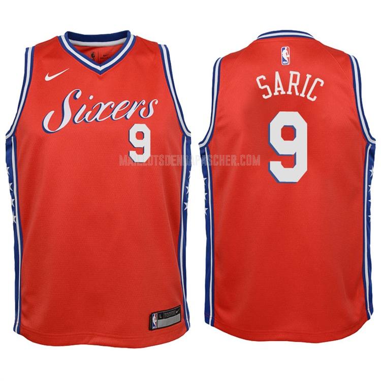 maillot nba enfant de philadelphia 76ers dario saric 9 rouge statement 2017-18