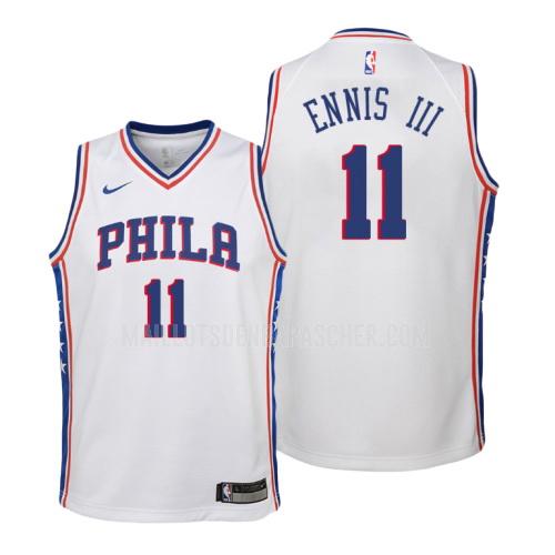 maillot nba enfant de philadelphia 76ers james ennis iii 11 blanc association 2018-19