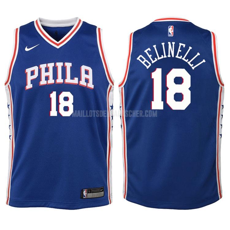 maillot nba enfant de philadelphia 76ers marco belinelli 18 bleu icon 2017-18