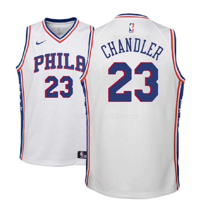 maillot nba enfant de philadelphia 76ers wilson chandler 23 blanc association 2018-19