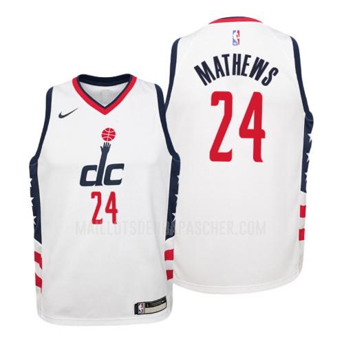 maillot nba enfant de washington wizards garrison mathews 24 blanc city edition 2019-20