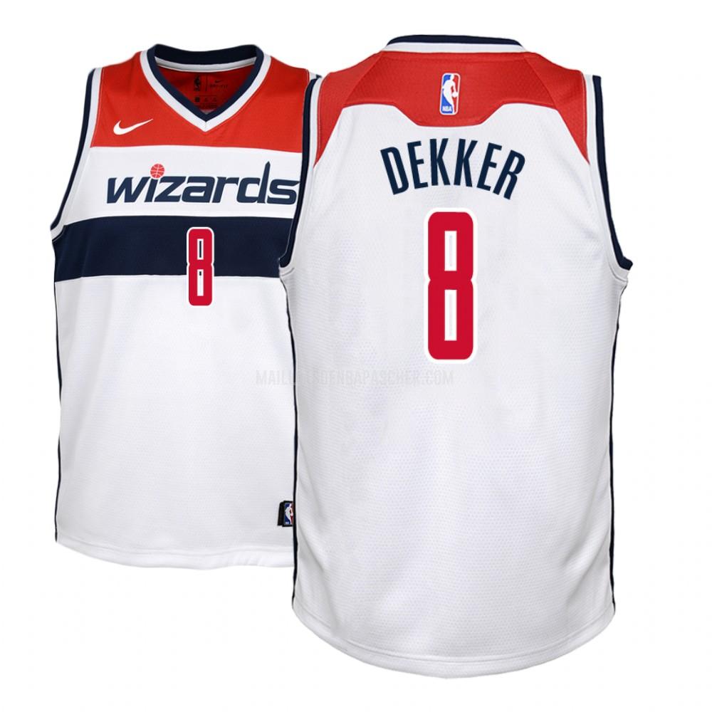 maillot nba enfant de washington wizards sam dekker 8 blanc association