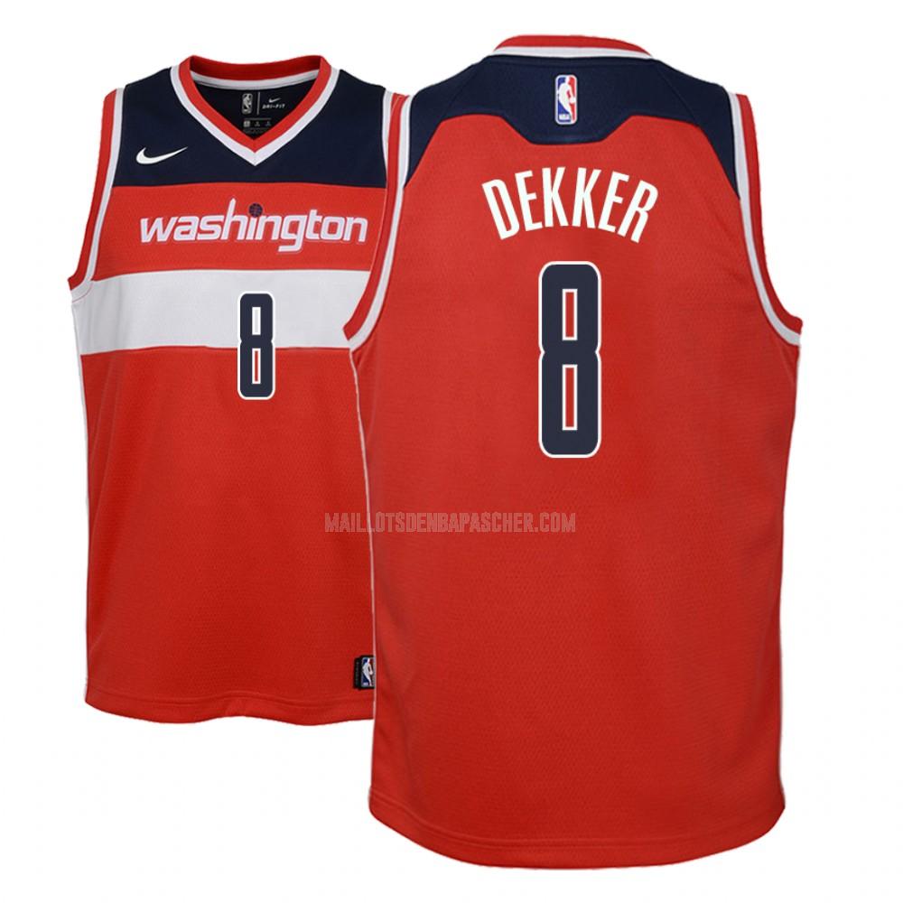 maillot nba enfant de washington wizards sam dekker 8 rouge icon