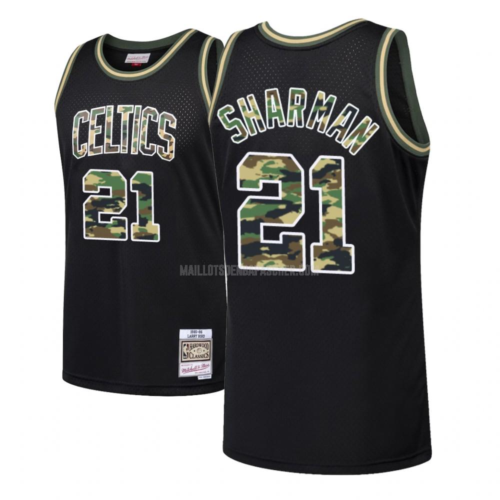 maillot nba homme de boston celtics bill sharman 21 noir feu droit camouflage