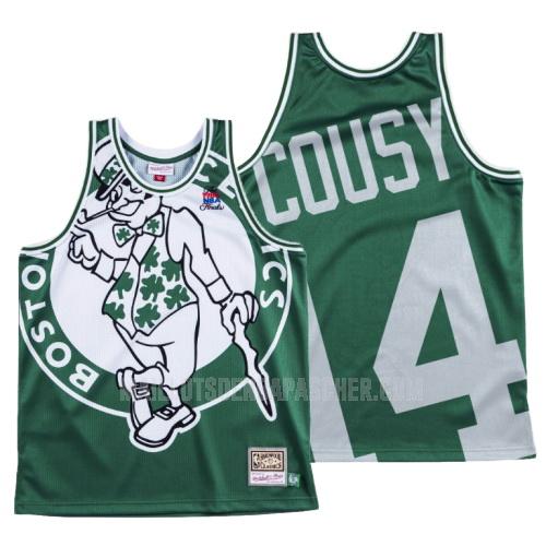 maillot nba homme de boston celtics bob cousy 14 vert big face