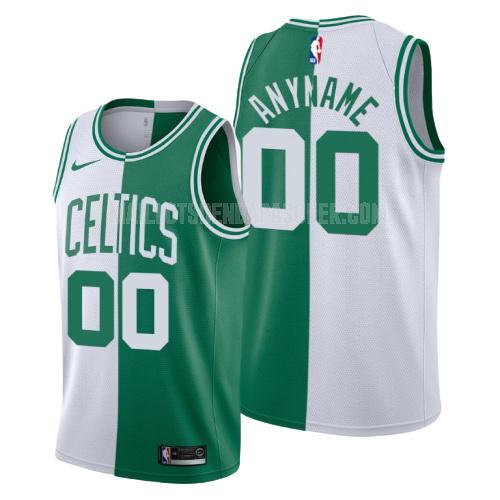 maillot nba homme de boston celtics custom blanc vert divisé