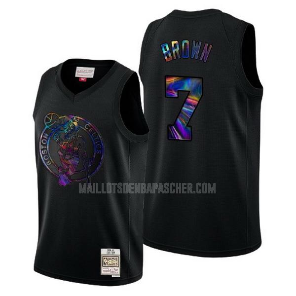 maillot nba homme de boston celtics jaylen brown 7 noir logo holographic