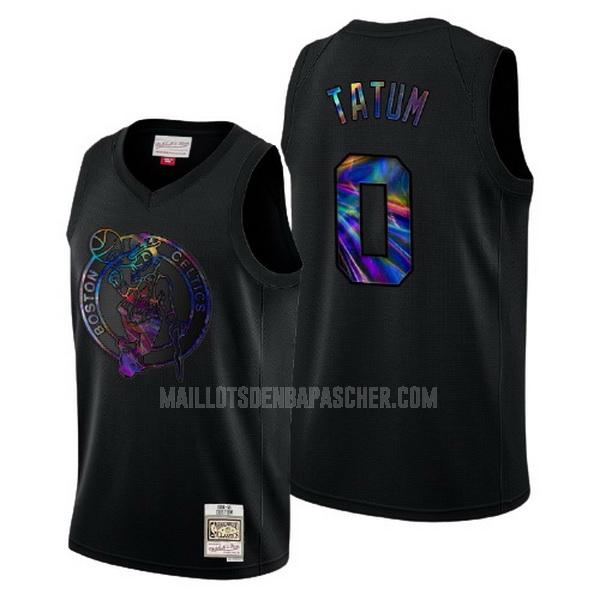 maillot nba homme de boston celtics jayson tatum 0 noir logo holographic