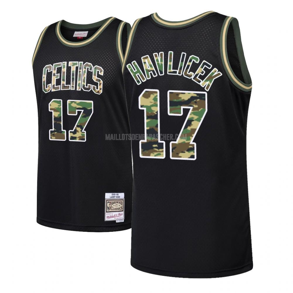 maillot nba homme de boston celtics john havlicek 17 noir feu droit camouflage