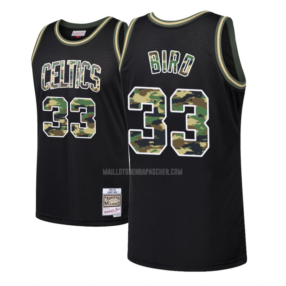 maillot nba homme de boston celtics larry bird 33 noir feu droit camouflage