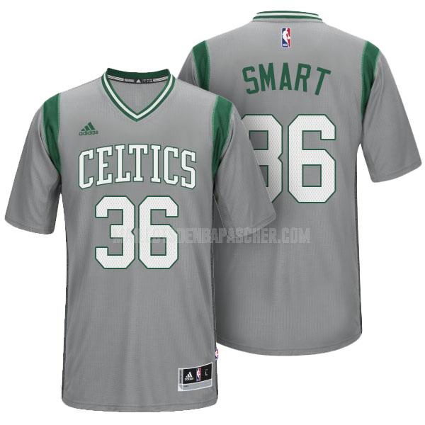 maillot nba homme de boston celtics marcus smart 36 gris manche courte