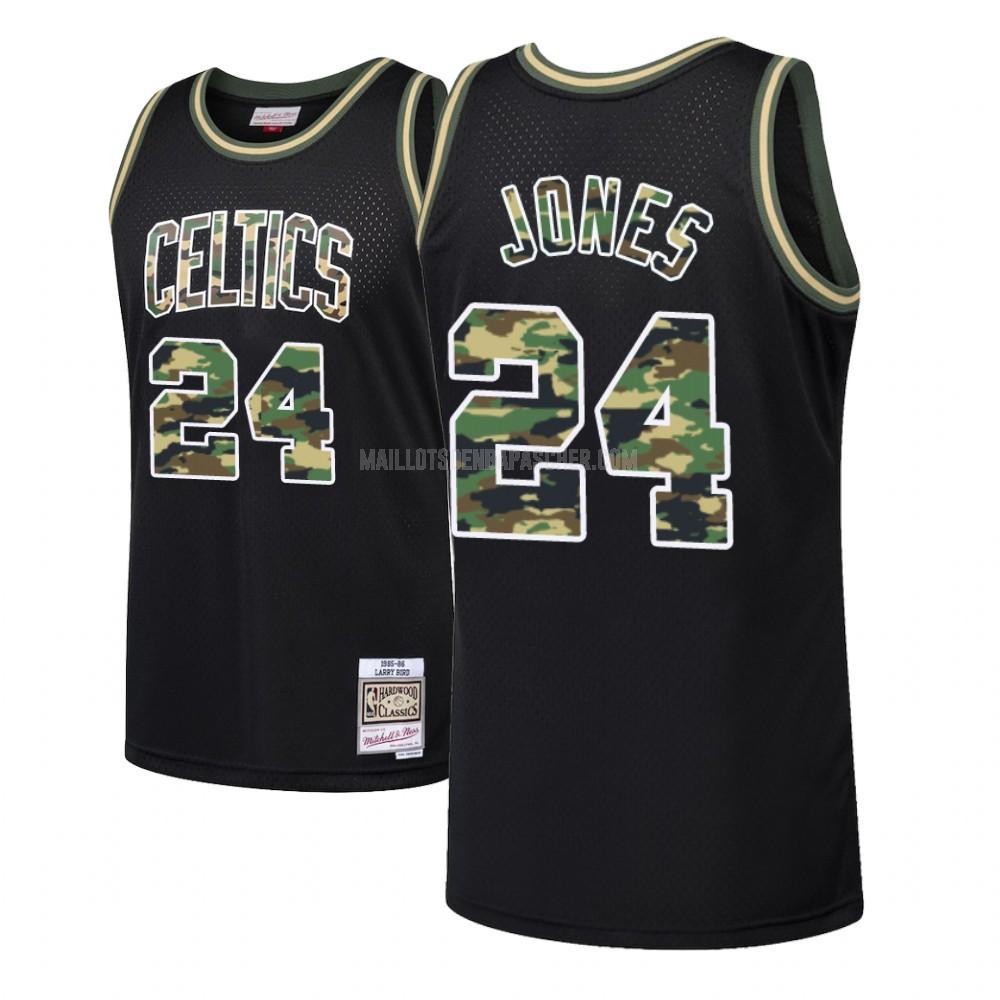 maillot nba homme de boston celtics sam jones 24 noir feu droit camouflage