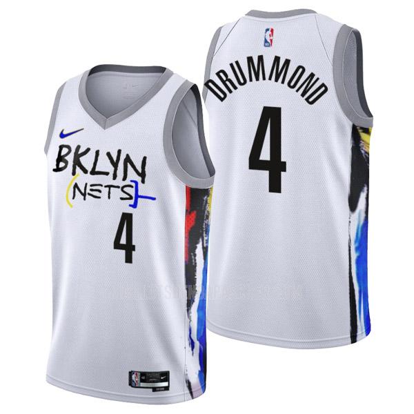 maillot nba homme de brooklyn nets andre drummond 4 blanc city edition 2022-23