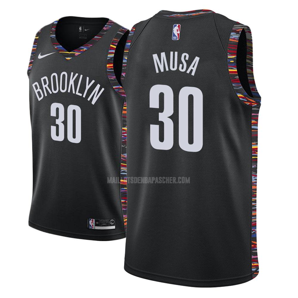 maillot nba homme de brooklyn nets dzanan musa 30 noir city edition