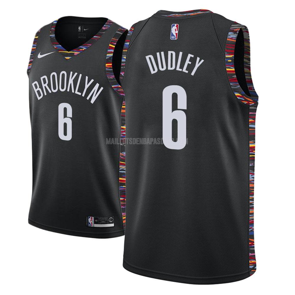 maillot nba homme de brooklyn nets jared dudley 6 noir city edition