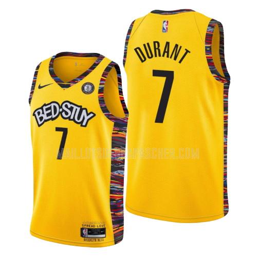 maillot nba homme de brooklyn nets kevin durant 7 jaune city edition 2019-20