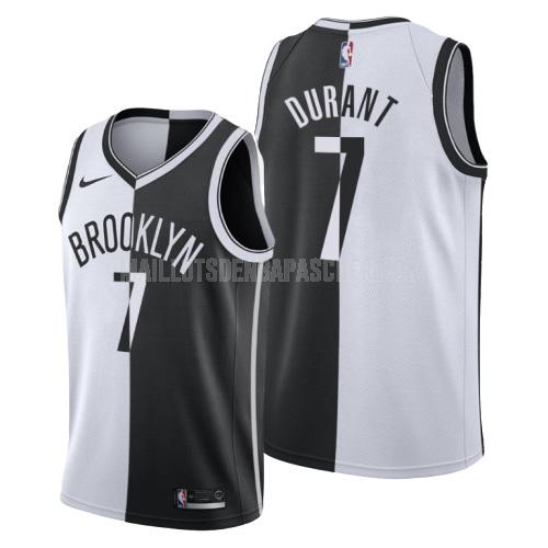 maillot nba homme de brooklyn nets kevin durant 7 noir blanc divisé