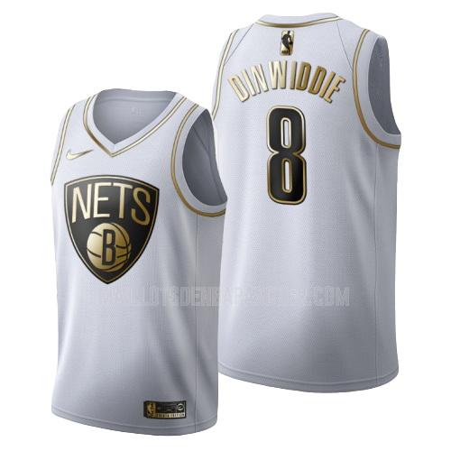 maillot nba homme de brooklyn nets spencer dinwiddie 8 blanc or version