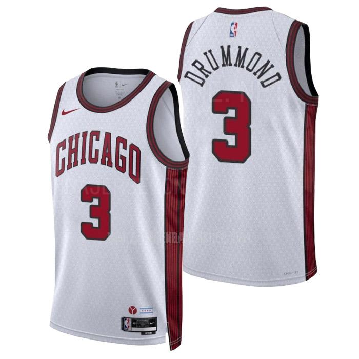 maillot nba homme de chicago bulls andre drummond 3 blanc city edition 2022-23