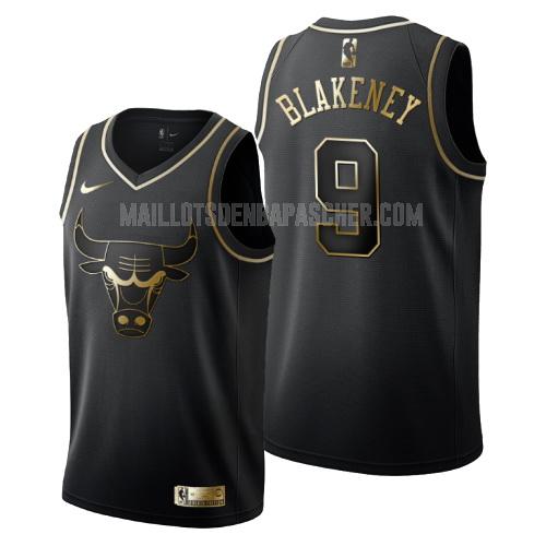 maillot nba homme de chicago bulls antonio blakeney 9 noir or version