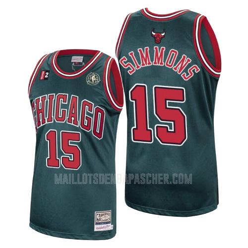 maillot nba homme de chicago bulls cedric simmons 15 vert hardwood classics